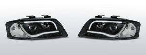 Koplampen Tube Light | geschikt voor Audi A6 C5 2001-2004 | zwart