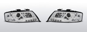 Koplampen Tube Light Real DRL| geschikt voor Audi A6 C5 2001-2004 | chroom