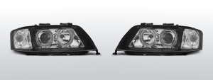 Koplampen Angel Eyes | Xenon | geschikt voor Audi A6 C5 1999-2001| zwart