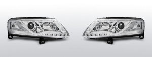 Koplampen Tube Light | geschikt voor Audi A6 C6 2004-2008 | chroom