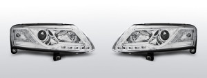 Koplampen Tube Light Real DRL | geschikt voor Audi A6 C6 2004-2008 | chroom