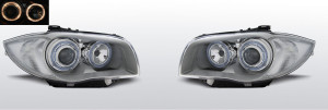 Koplampen | geschikt voor BMW | 1-serie 04-07 5d hat. E87 / 1-serie 07-11 5d hat. E87 LCI / 1-serie 07-12 3d hat. E81 / 1-serie Cabrio 08-11 2d cab. E88 / 1-serie Coupé 07-11 2d cou. E82 | H7 + H7 | chroom