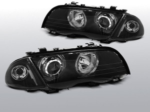 Koplampen | geschikt voor BMW | 3-serie 98-01 4d sed. E46 / 3-serie touring 99-01 5d sta. E46 | LED Angel Eyes zwart
