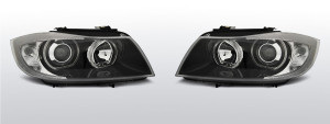 Koplampen Angel Eyes | geschikt voor BMW 3-Series E90/E91 2005-2012 | zwart