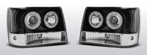 Koplampen Angel Eyes | geschikt voor Chrysler Cherokee JZ 1993-1998 | zwart