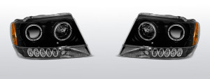 Koplampen Angel Eyes | geschikt voor Chrysler Cherokee WJ 1999-2005 | zwart