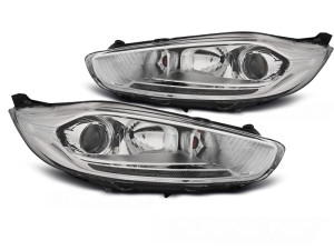 Koplampen | geschikt voor Ford | Fiesta 12-17 3d hat. / Fiesta 12-17 5d hat. | LED | REAL DRL | chroom