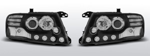 Koplampen Angel Eyes | geschikt voor Mitsubishi Pajero V60 2001-2006 | zwart