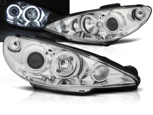 Koplampen | geschikt voor Peugeot 206 2002-2009 | CCFL | chroom