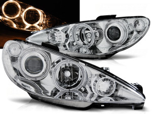 Koplampen Angel Eyes | geschikt voor Peugeot 206 2002-2009 | chroom