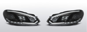Koplampen Tube Lights Real DRL | geschikt voor Volkswagen Golf 6 2008-2012 | zwart