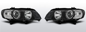 Koplampen Angel Eyes | Halogeen H7 / H7 | geschikt voor BMW X5 E53 1999-2003 | Zwart