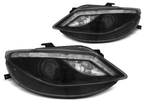 Koplampen LED DRL | Seat Ibiza 6J 2008-2012 | Zwart | LED Knipperlicht