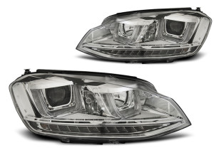 Koplampen | geschikt voor Volkswagen | Golf 12-17 3d hat. VII 5G1 BQ1 BE1 BE2 / Golf 12-17 5d hat. VII 5G1 BQ1 BE1 BE2 / Golf Variant 13-17 5d sta. | LED | REAL DRL | U-type | chroom