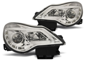 Koplampen set | geschikt voor Opel Corsa D 2011-2014 | Real-DRL Tube Light  | chroom