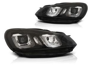 Koplampen Real DRL | geschikt voor Volkswagen Golf VI 2008-2012 | Golf 7 look U-type zwart