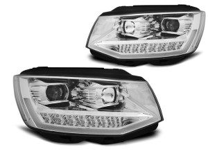 geschikt voor Volkswagen Transporter Kombi 2015-, 4d bus koplampen bestellen bij Carstyle.nl | Junyan Tube Light chroom