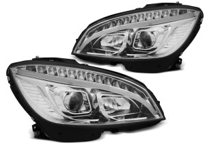Koplampen | geschikt voor Mercedes-Benz | C-klasse 07-11 4d sed. W204 / C-klasse Estate 07-11 5d sta. | LED | Tube Light chroom