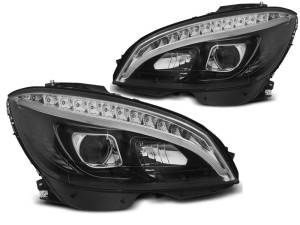 Koplampen | geschikt voor Mercedes-Benz | C-klasse 07-11 4d sed. W204 / C-klasse Estate 07-11 5d sta. | LED | Tube Light zwart
