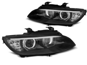 Koplampen | geschikt voor BMW | 3-serie Cabrio 07-10 2d cab. E93 / 3-serie Coupé 06-10 2d cou. E92 | XENON | 3D LED Angel Eyes | REAL DRL | AFS | zwart