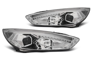Koplampen | Ford | Focus 14-18 4d sed. / Focus 14-18 5d hat. / Focus Wagon 14-18 5d sta. | REAL DRL | Tube Light chroom