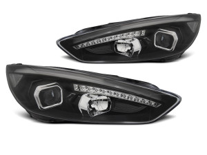 Koplampen | Ford | Focus 14-18 4d sed. / Focus 14-18 5d hat. / Focus Wagon 14-18 5d sta. | REAL DRL | Tube Light zwart