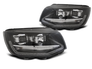 Koplampen | geschikt voor Volkswagen | Multivan 15- 5d bus. / Transporter Kombi 15- 4d bus. | LED | REAL DRL | zwart