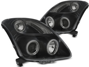 Koplampen | Suzuki | Swift 05-10 3d hat. / Swift 05-10 5d hat. | Angel Eyes zwart