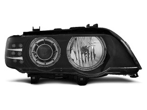 Koplampen | geschikt voor BMW | X5 00-03 5d suv. E53 | LED knipperlicht | Halogeen | Angel Eyes zwart