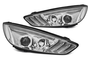 Koplampen | Ford | Focus 14-18 4d sed. / Focus 14-18 5d hat. / Focus Wagon 14-18 5d sta. | LED | REAL DRL | Dynamic Turn Signals | chroom