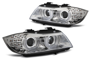 Koplampen | geschikt voor BMW | 3-serie 08-12 4d sed. E90 LCI / 3-serie Touring 08-13 5d sta. E91 LCI | Xenon | 3D LED Angel Eyes | REAL DRL | m AFS | chroom