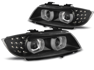 Koplampen | geschikt voor BMW | 3-serie 08-12 4d sed. E90 LCI / 3-serie Touring 08-13 5d sta. E91 LCI | Xenon | 3D LED Angel Eyes | REAL DRL | z AFS | zwart