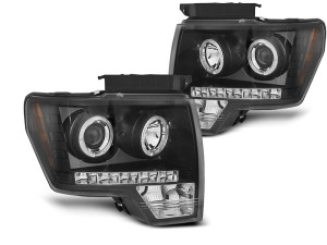 Koplampen | Ford | F150 MK12 2008-2014 | LED | Angel Eyes | zwart