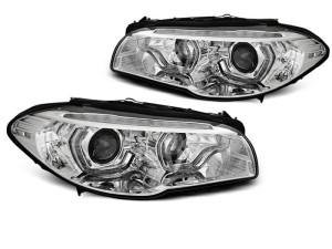 Koplampen | geschikt voor BMW | 5-serie 10-13 4d sed. F10 / 5-serie Touring 10-13 5d sta. F11 | XENON | 3D LED Angel Eyes | Real DRL | Dynamic Turn Signal | chroom