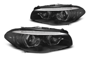 Koplampen | geschikt voor BMW | 5-serie 10-13 4d sed. F10 / 5-serie Touring 10-13 5d sta. F11 | XENON | 3D LED Angel Eyes | Real DRL | Dynamic Turn Signal | zwart