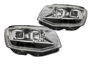 Koplampen | geschikt voor Volkswagen | Multivan 15-19 5d bus. / Transporter Kombi 15-19 4d bus. | T6 | LED | Tube Light | REAL DRL | Dynamic Turn Signal | chroom