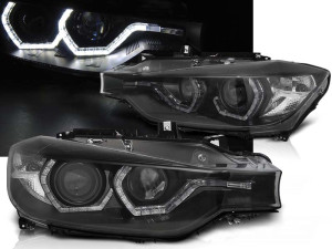 Koplampen | BMW | 3-serie 15-19 4d sed. F30 LCI / 3-serie Touring 15-19 5d sta. F31 LCI | 3D LED Angel Eyes | REAL DRL | zwart