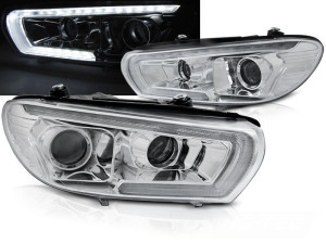 Koplampen | geschikt voor Volkswagen | Scirocco 08-13 3d cou. | LED | REAL DRL | Dynamic Turn Signal | Tube Light | chroom