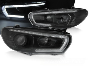 Koplampen | geschikt voor Volkswagen | Scirocco 08-13 3d cou. | XENON | LED | REAL DRL | Dynamic Turn Signal | Tube Light | zwart