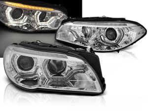 Koplampen | geschikt voor BMW | 5-serie 13-17 4d sed. F10 LCI / 5-serie Touring 13-17 5d sta. F11 LCI | XENON | 3D LED Angel Eyes | REAL DRL | Dynamic Turn Signal | chroom