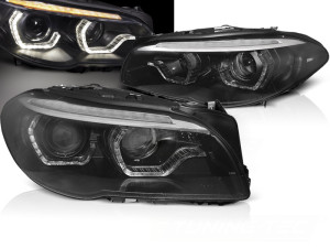 Koplampen | geschikt voor BMW | 5-serie 13-17 4d sed. F10 LCI / 5-serie Touring 13-17 5d sta. F11 LCI | XENON | 3D LED Angel Eyes | REAL DRL | Dynamic Turn Signal | zwart