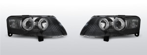 Koplampen Angel Eyes | Audi A6 C6 2004-2008 | zwart