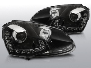 Koplampen Devil Eyes Real DRL | geschikt voor Volkswagen Golf 5 2003-2008 | zwart