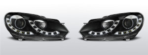 Koplampen Devil Eyes Real DRL | geschikt voor Volkswagen Golf 6 2008-2012 | zwart | Double DRL