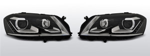 Koplampen dagrijverlichting xenon look | geschikt voor Volkswagen Passat B7 2010-2014 | Chroom / zwart met xenon look lens | Devil Eyes DRL