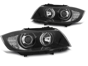 Koplampen | geschikt voor BMW | 3-serie 05-08 4d sed. E90 / 3-serie 08-12 4d sed. E90 LCI / 3-serie Touring 05-08 5d sta. E91 / 3-serie Touring 08-13 5d sta. E91 LCI | Dual Angel Eyes | zwart