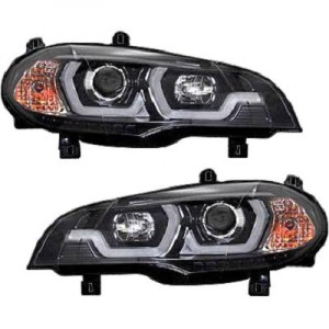 Koplampen | geschikt voor BMW | X5 07-10 5d suv. E70 | XENON | LED | REAL DRL | LED BAR zwart