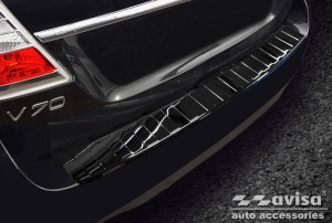Achterbumperbeschermer | geschikt voor Volvo | V70 13-16 5d sta. | facelift | RVS Glanzend zwart