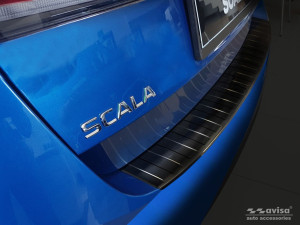 Achterbumperbeschermer | geschikt voor Skoda | Scala 19- 5d hat. | Ribs | RVS zwart