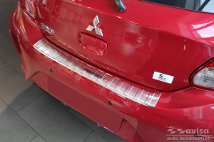 Achterbumperbeschermer | geschikt voor Mitsubishi | Space Star 20- 5d hat. | Ribs | RVS rvs zilver